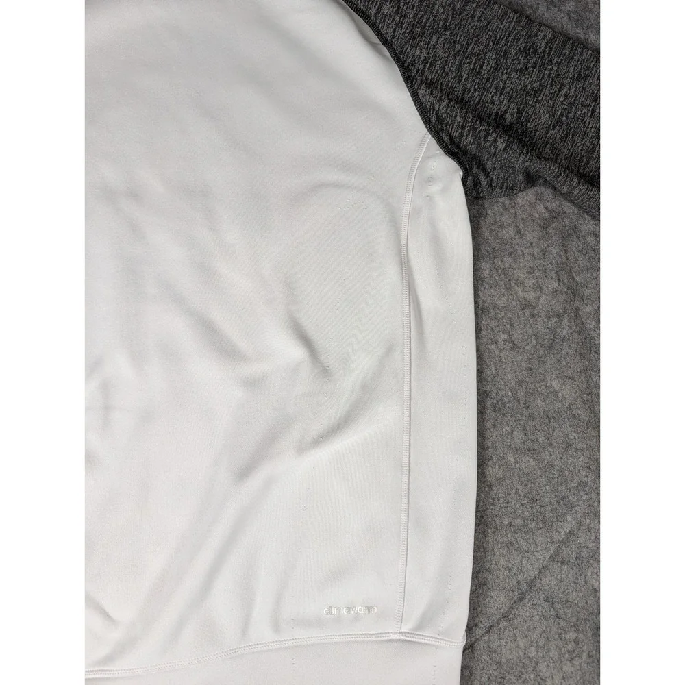 Adidas Climawarm Hoodie Mens White Heather Grey Raglan Pullover Sweatshirt M